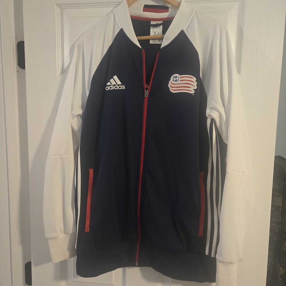 New England Revolution Soccer  Adidas Navy and White Track Jacket